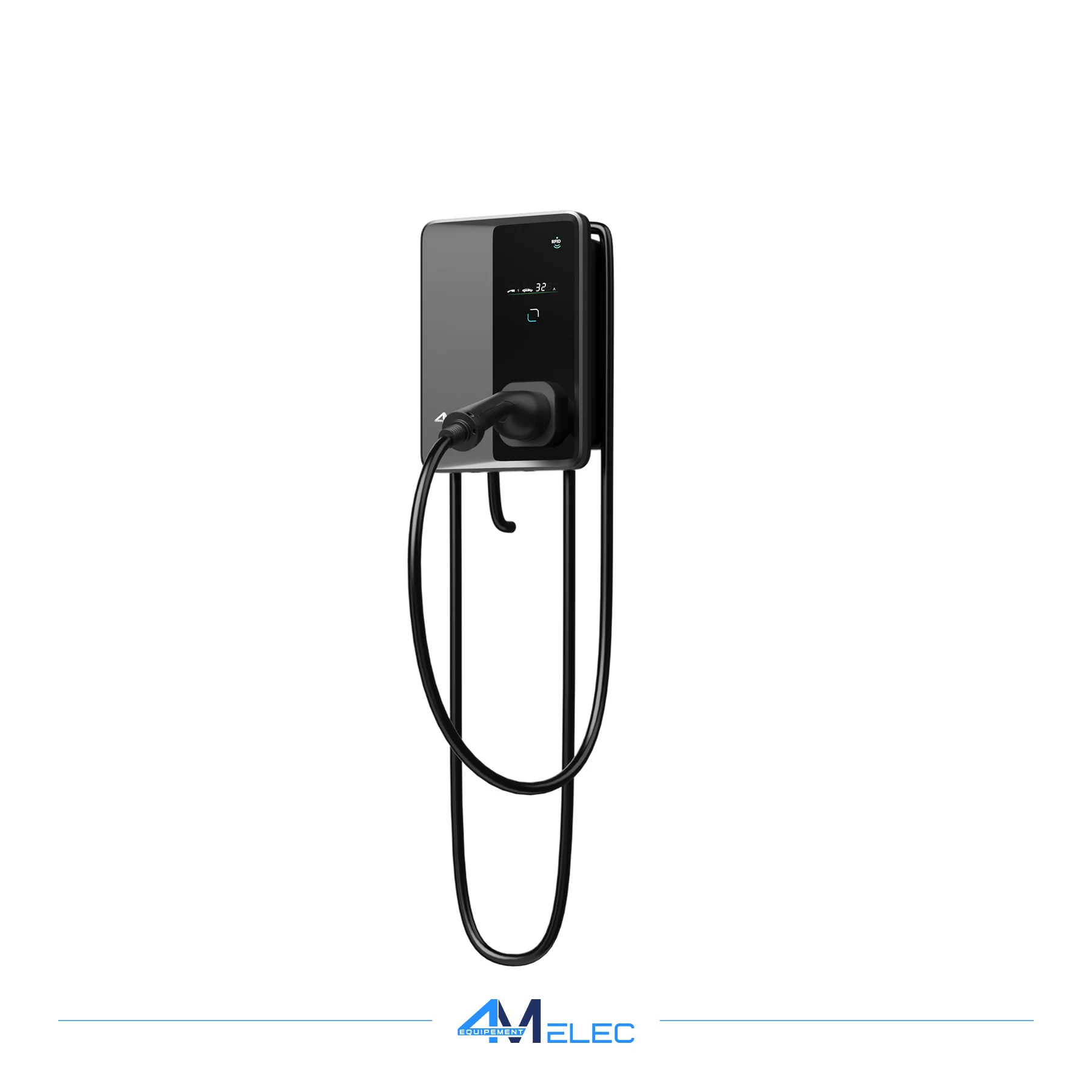 Borne de Recharge 4M ELEC Type 2 – Câble 5 m – RFID & Écran LCD – 7,4 kW / 22 kW