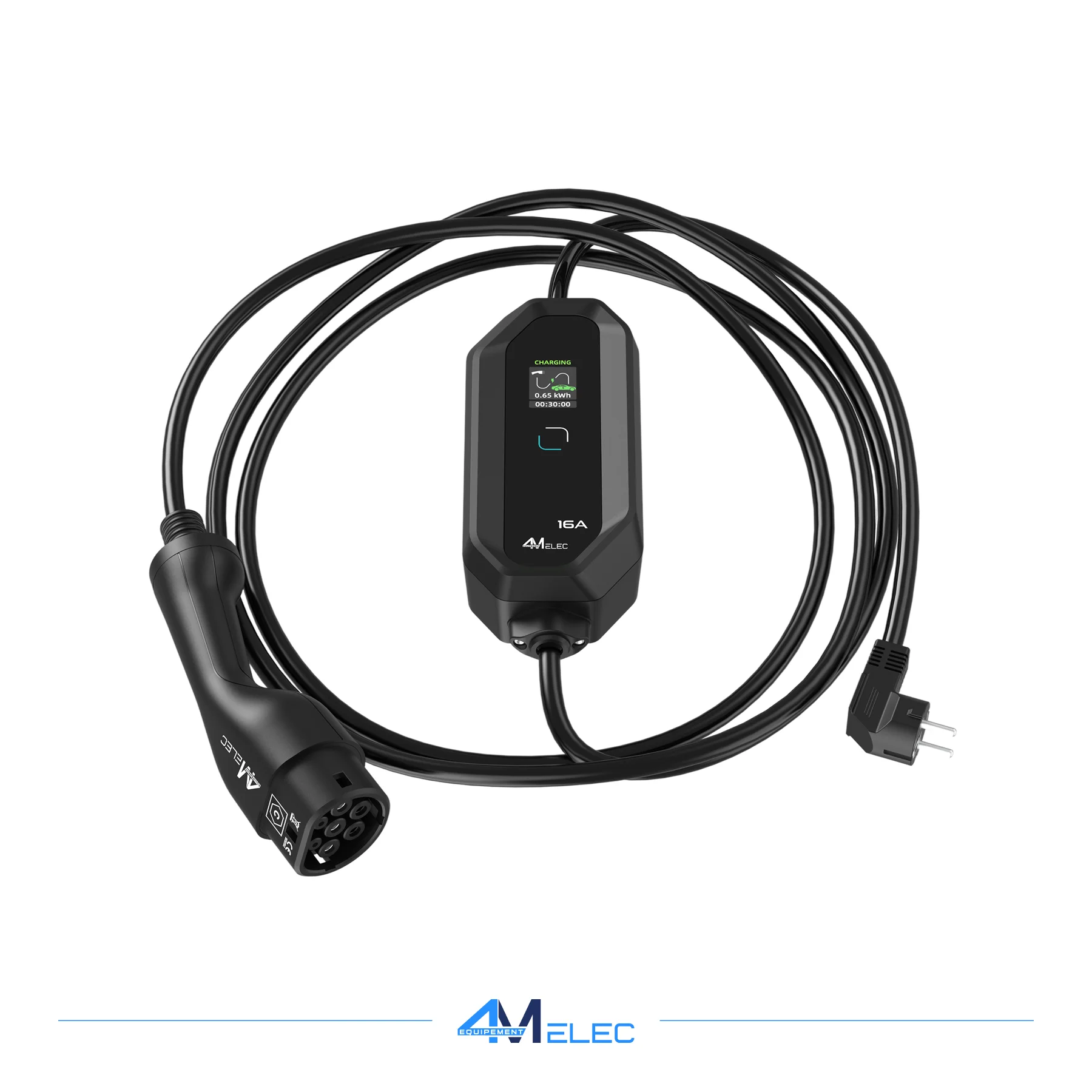 Chargeur Portable Voiture Électrique – Type 2 – 3,68 kW – Câble 5 m – Étanche IP65 – Réglable 6A à 16A